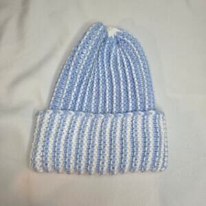 Anthropologie Striped Beanie Chunky Knit Hat New w/ Tag Two Toned OS Anthro